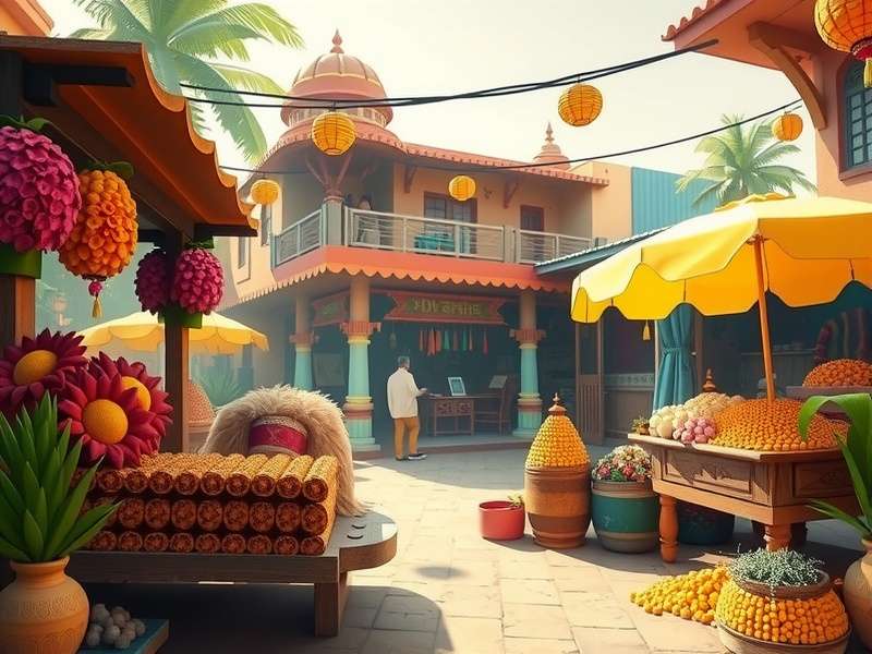 Miracle Cardamom game screenshot showing vibrant Indian marketplace